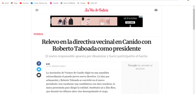 Relevo en la directiva vecinal en Canido con Roberto Taboada como presidente