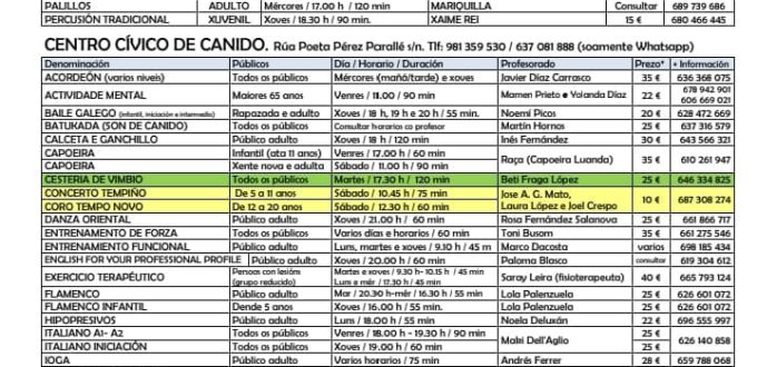 ABERTAS AS INSCRICIÓNS ACTIVIDADES 26/27