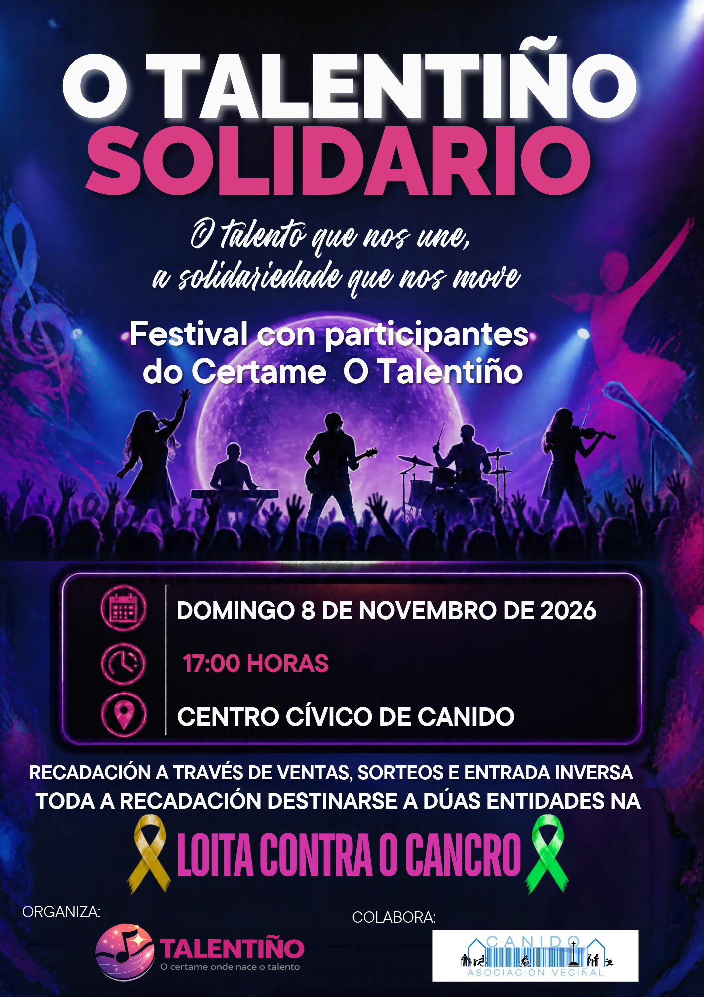 O Talentiño e a AV de Canido únense nun festival solidario contra o cancro